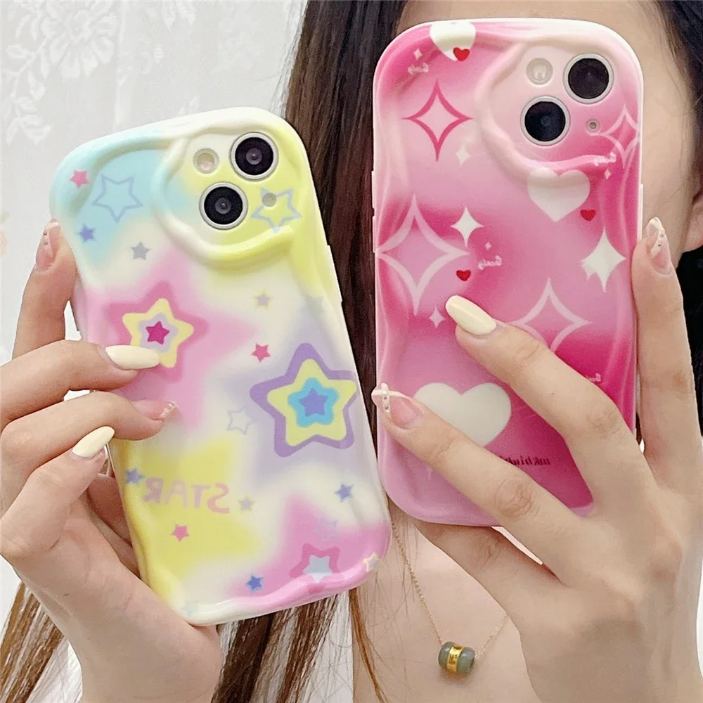 Adorable Cartoon Graffiti Curly Wave Edge Soft Case Cover