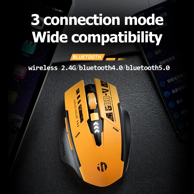 INPHIC A9 Bluetooth Mouse Rechargeable 2.4G Wireless Mouse Silent Ergonomic 2