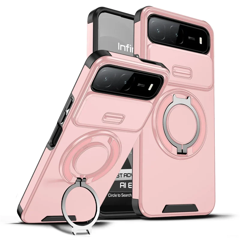 Shockproof Armor Phone Case with Magnet Holder and Lens Protection Cover