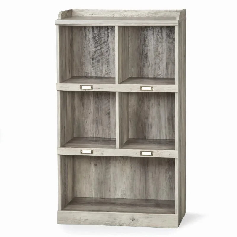 

5-Cube Organizer Bookcase with Name Plates, Rustic Gray Finish