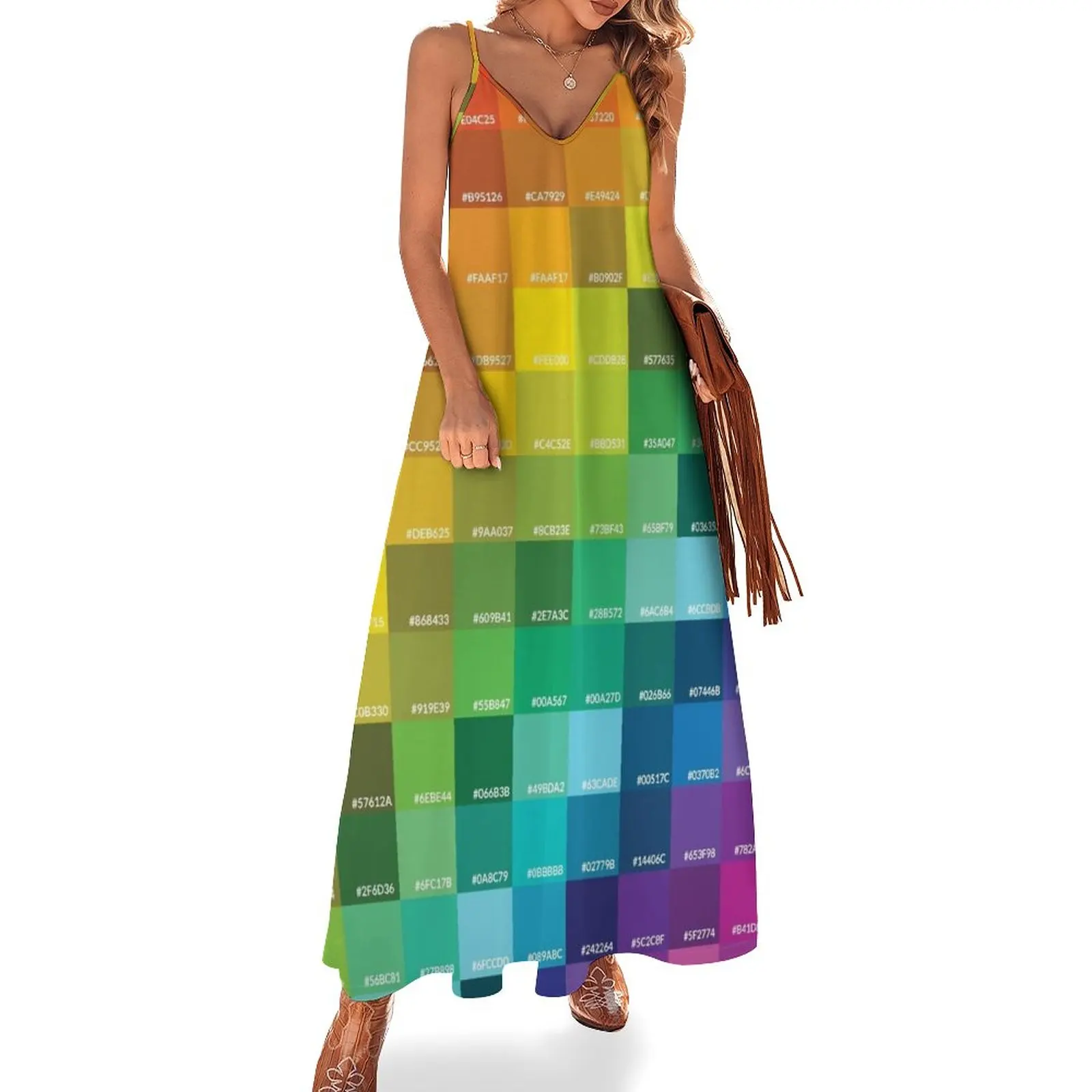 

New Rainbow Hex Colors Sleeveless Dress Casual dresses Women's summer dresses elegant women's sets fairy dress