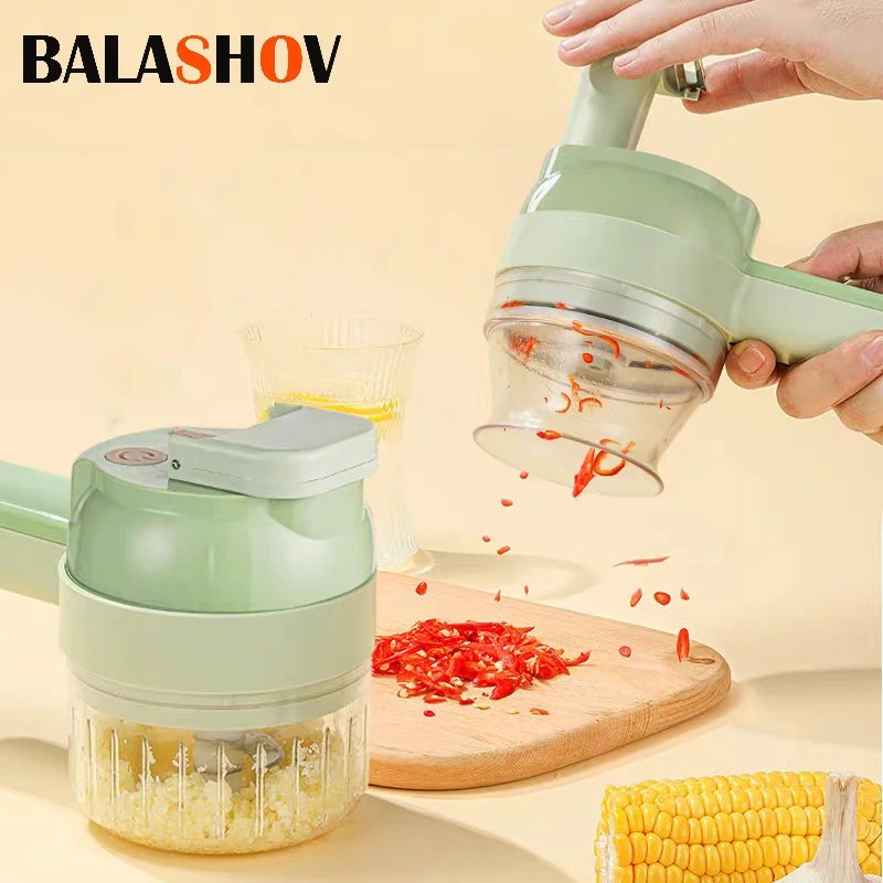 4In1 Electric Vegetable Chopper Wireless multifunctional Garlic