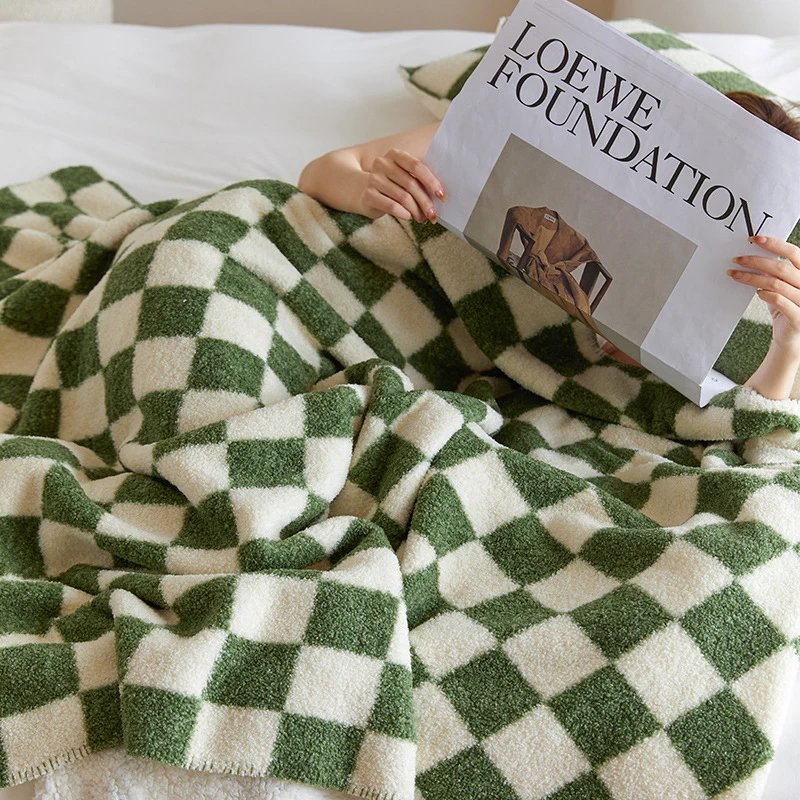 Checkered Blanket Soft Throw Sage Green Checkered Blanket Bedspread Checkered Bed Blanket