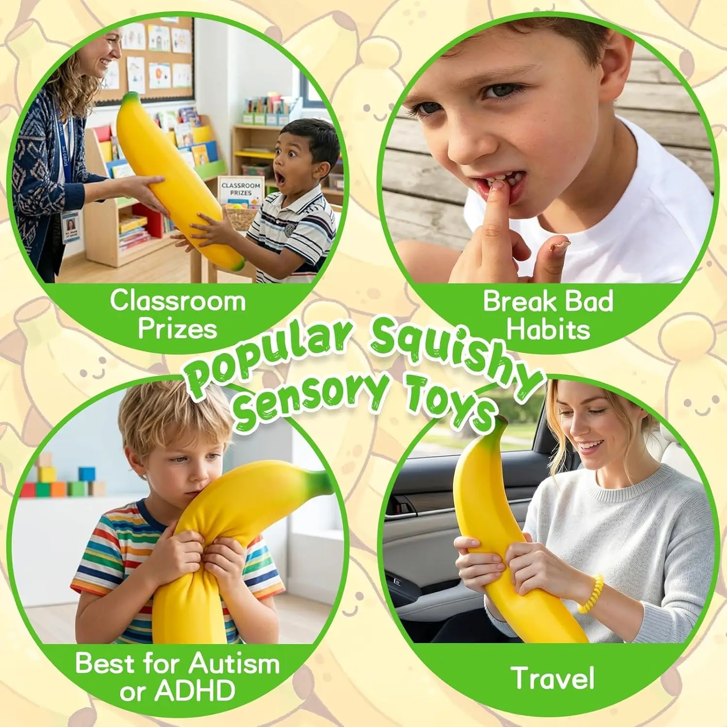 Banana Squishy, Jumbo Squishy Banana Giant Big Realistic Bananas Moldable Soft Squishys Slow Rising Stress Ball for Anxiety Stress Party Favor for Adults (18IN Banana) 2