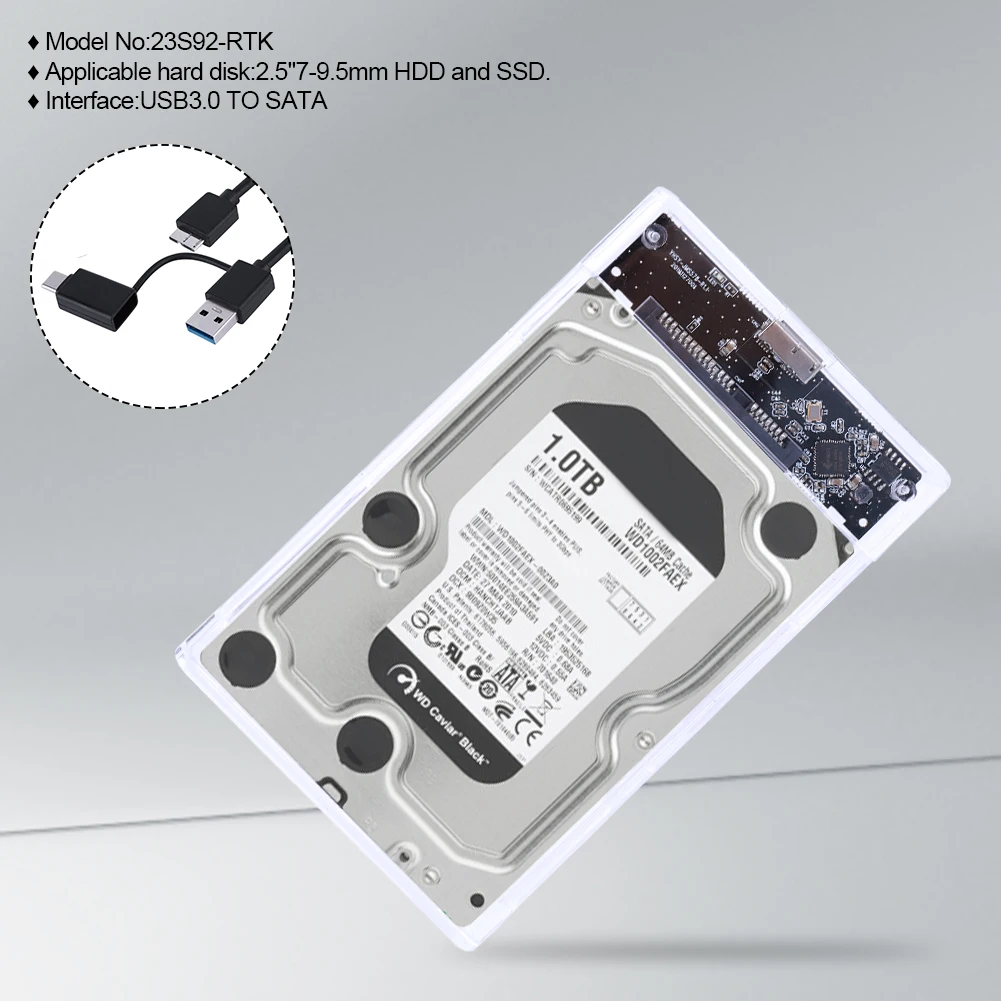 2.5 ġ SSD HDD ϵ ̺ Ŭ, USB 3.0 SATA Ŭ  ̽, 2.5 ġ 7mm 9.5mm SATA HDD SSD, 6Gbps