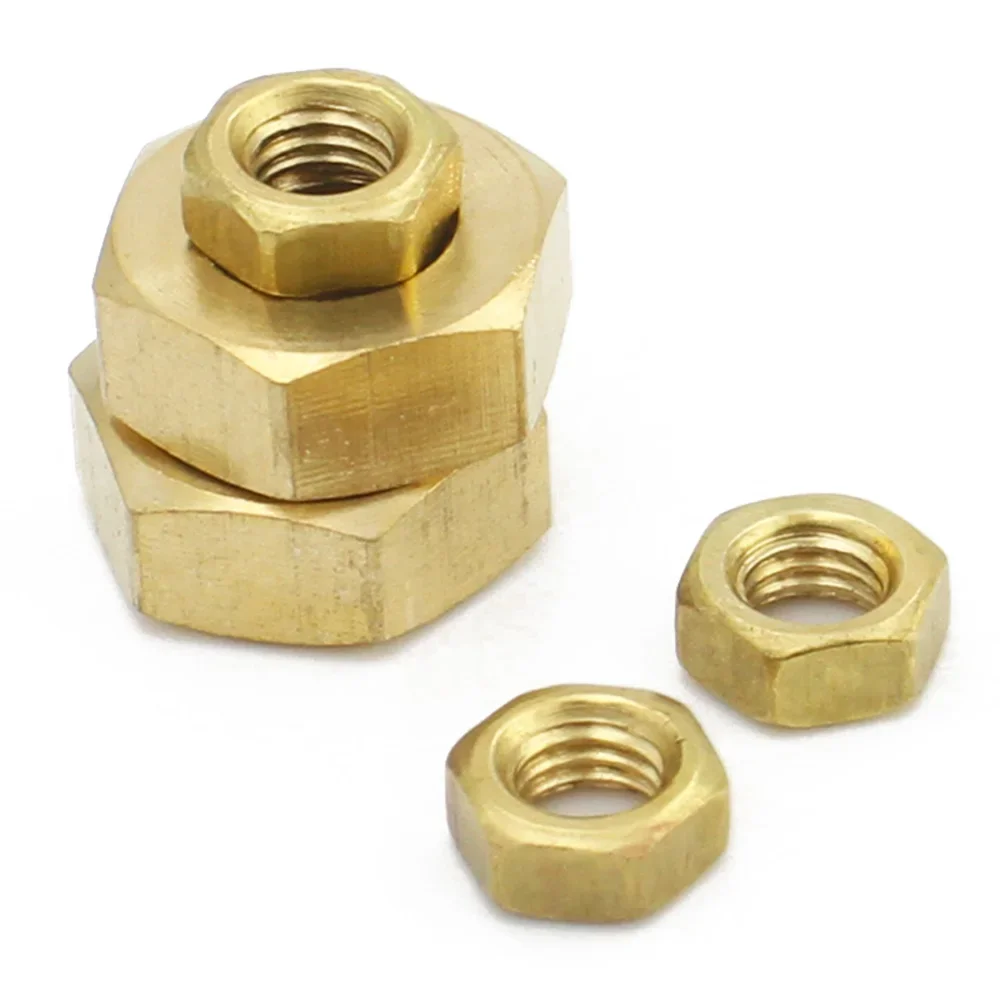 1-100pcs DIN934 Solid Brass Copper Hex Hexagon Nut for M1.4 M1.6 M2 M2.5 M3 M4 M5 M6 M8 M10 M12 M14 M16 M18 M20-M20 Screw Bolt auto fasteners,brass insert nuts