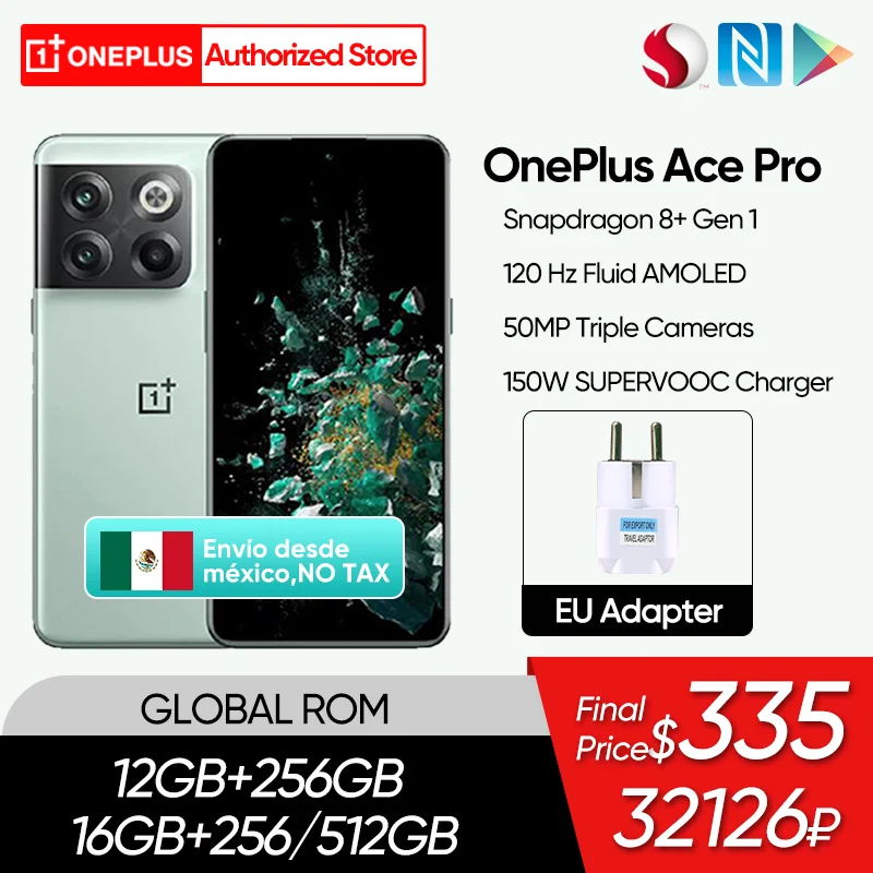  OnePlus Ace Pro 10T 10 T 5G Smartphone Global Rom Snapdragon 8+ Gen 1 150W SUPERVOOC Charge 4800mAh Battery 50MP Cellphone 