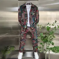 Veste Clown Peinte en Fil pour Homme, Ensemble Deux Pièces Décontracté à la Mode, Printemps Automne 3