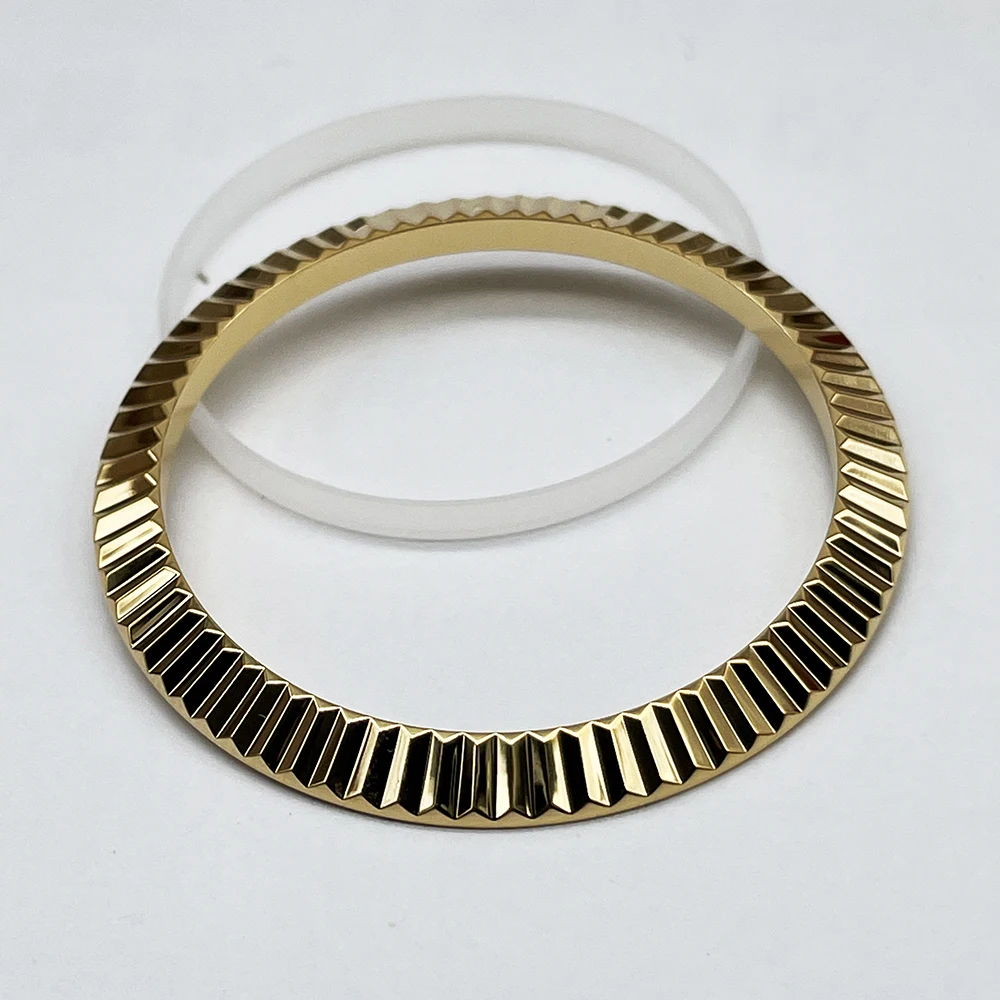 Premium Fluted Bezel Inserts - 41mm Gold, Silver, Rosegold Stainless Steel Watch Outer Ring Replacement