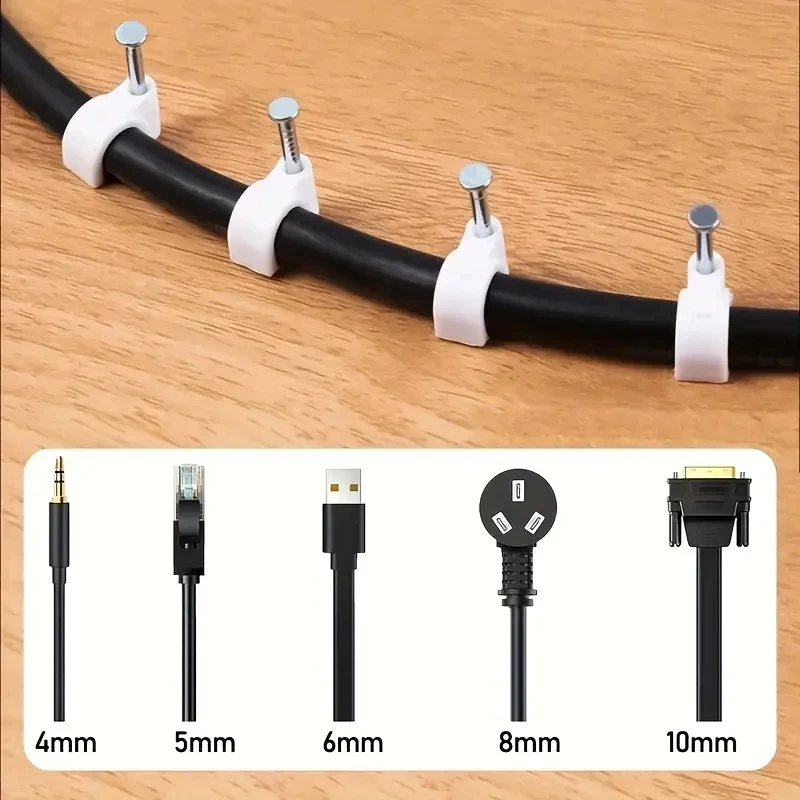 Cable Clip 100pcs 4/6/8/10mm Cable Wire Clips Nail In Tacks for Cords