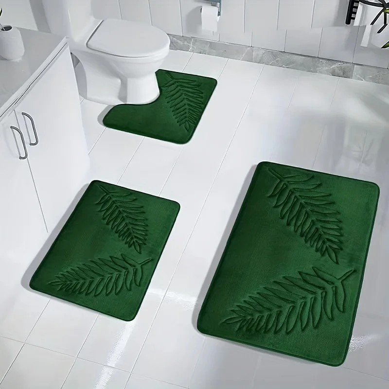 1pc leaf patterned bathtub mat with simple embossed design, suitable