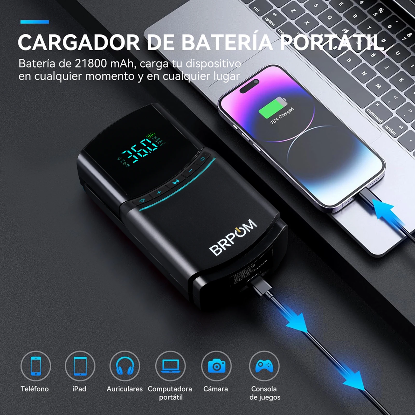 Car Jump Starter 4000A Peak Lithium Starter Battery Pack Safe 12V Portable Battery Power Bank with LED Screen and LED