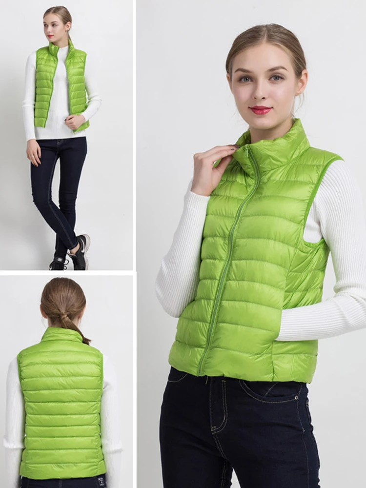 Women Vests 2023 New Autumn Winter Ultra Light Duck Down Vest Female Slim Sleeveless Jacket Windproof Warm Puffer Waistcoat 4XL - 5