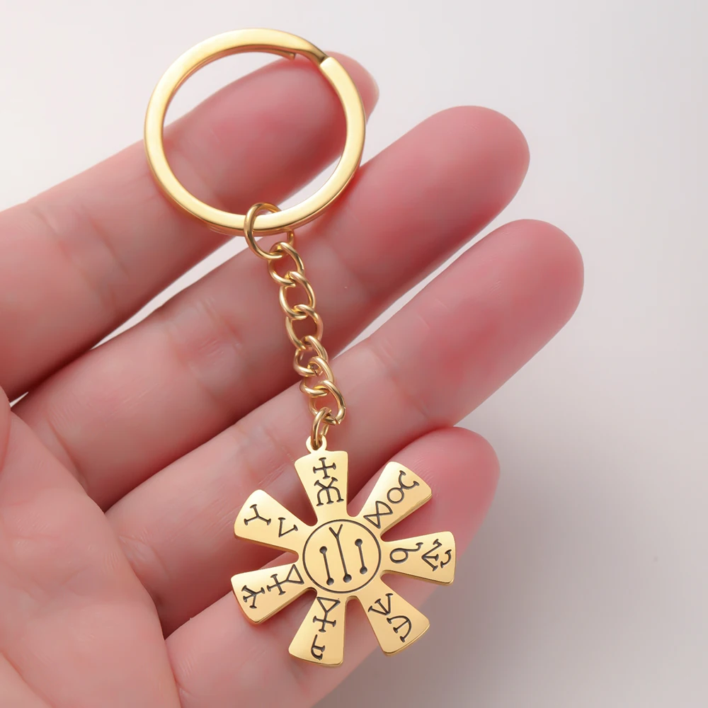 Dawapara Pliska Rosetten-Halskette für Männer und Frauen, mittelalterliches bulgarisches mystisches Amulett, Hexerei-Schmuck, Edelstahl-Halskette – Detail 9