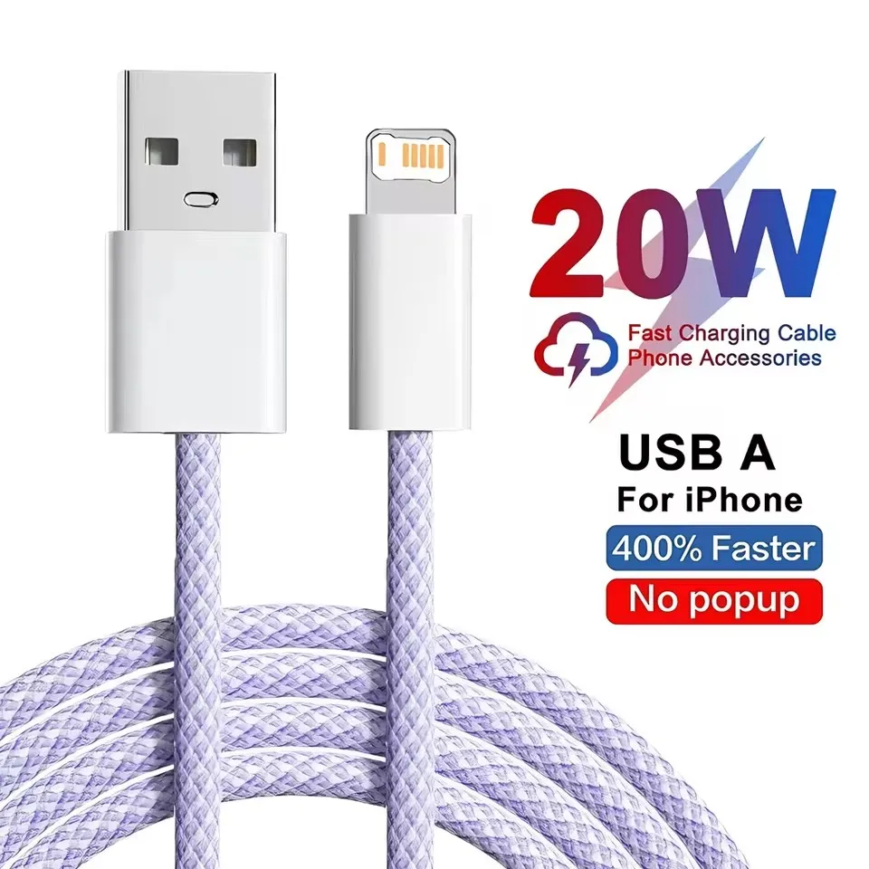 כבל טעינה מהירה USB בעוצמה של 20W לאייפון 11 12 מיני 13 14 פרו מקס X XR XS 6 6S 7 8 פלוס SE כבלי טלפון עם טעינה מהירה באורך 1 מטר או 2 מטר