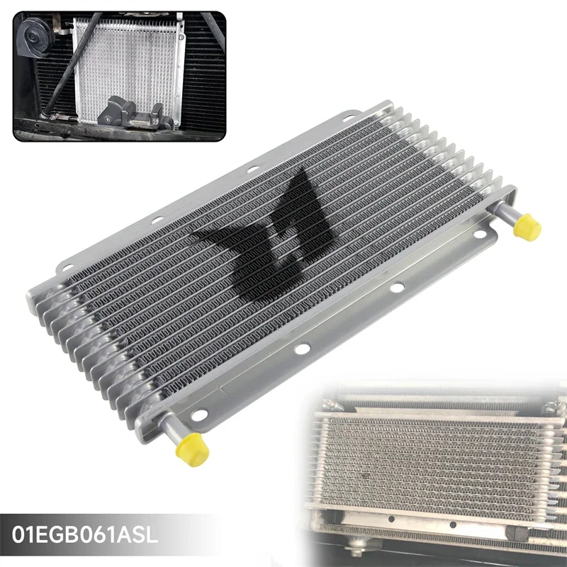 

14 Row Transmission Oil Cooler Universal 11"x4.2"x0.75" (280x107x19mm) inlet/outlet 9.6mm 3/8" Barb Tube & fin Aluminum Silver