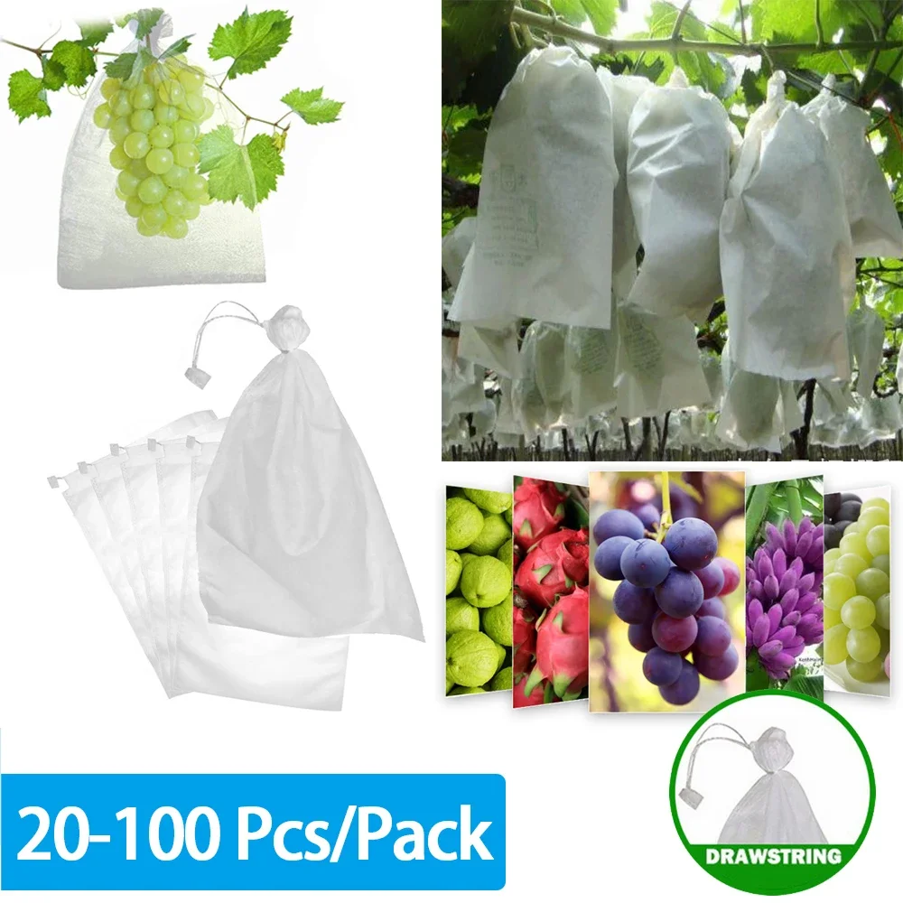 Fruit Grow Bags 20-100 Apple Grapes Strawberry Non-woven Vegetable Plant Protection For Pest Control Anti-Bird Garden Tools