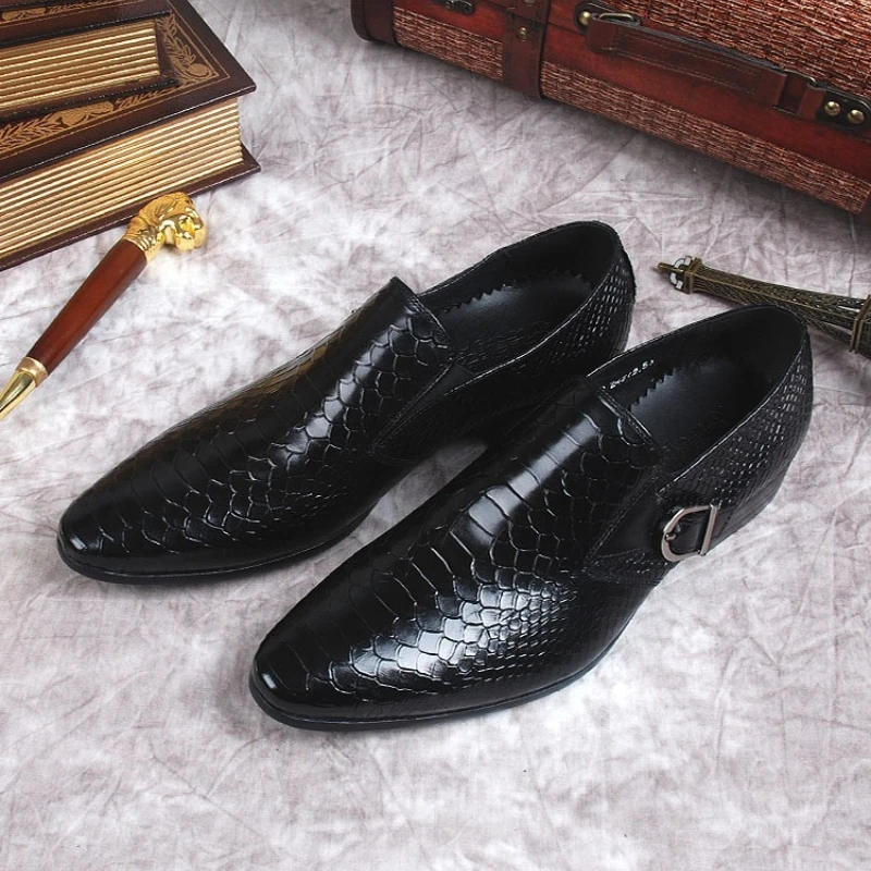 

Italian Mens Business Loafers Luxury Genuine Leather Brand Handmade Comfortable Crocodile Pattern Man Wedding Social Dress Shoes
