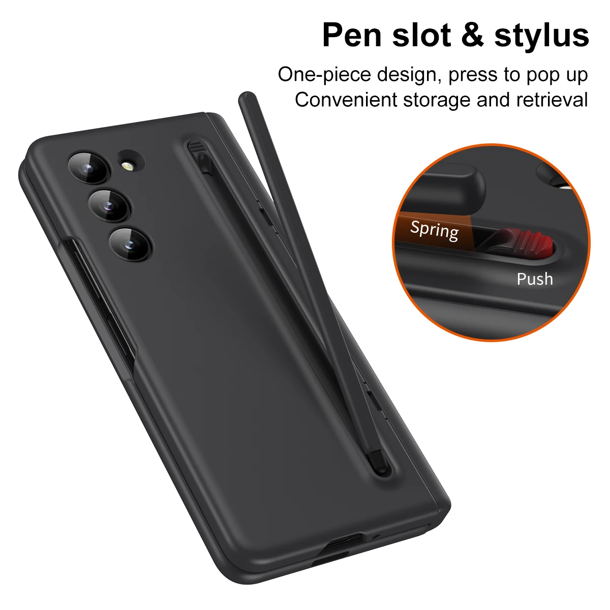 Shockproof Glass Screen Film Full Protection Kickstand Case, For Samsung Galaxy Z Fold 5 4 3, Hard Cover with Pen Holder Stylus