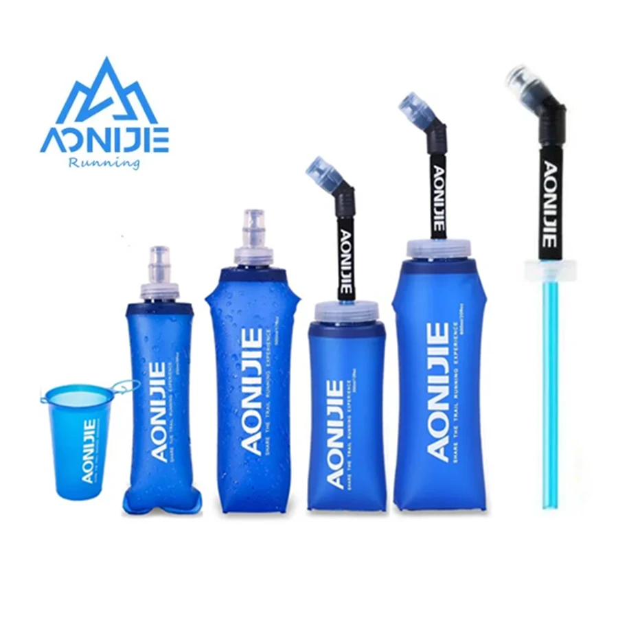 AONIJIE-러닝 스포츠 자전거 소프트 워터 보틀, 170ml 200ml 250ml 350ml 600ml 접이식 TPU 소프트 플라스크 워터 백 컵