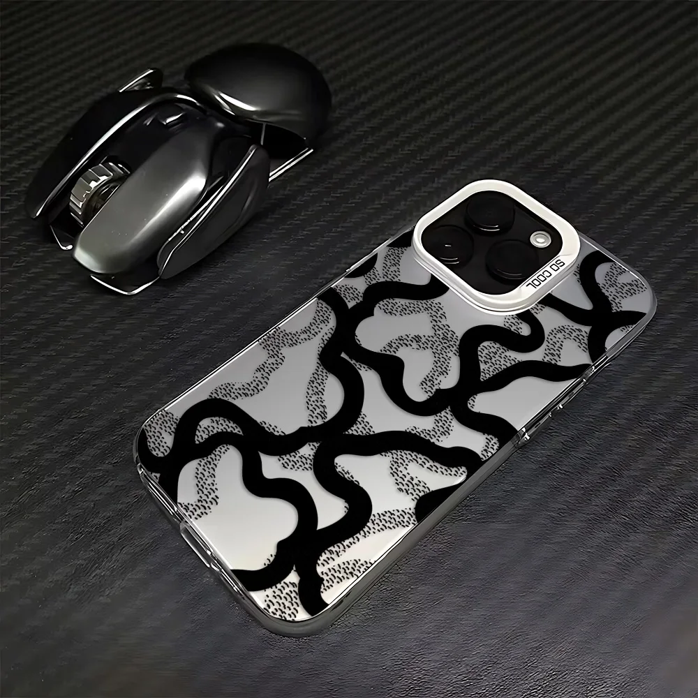 Sleek Black Lines Frosted Washable Case - Durable Acrylic Silicone Cover