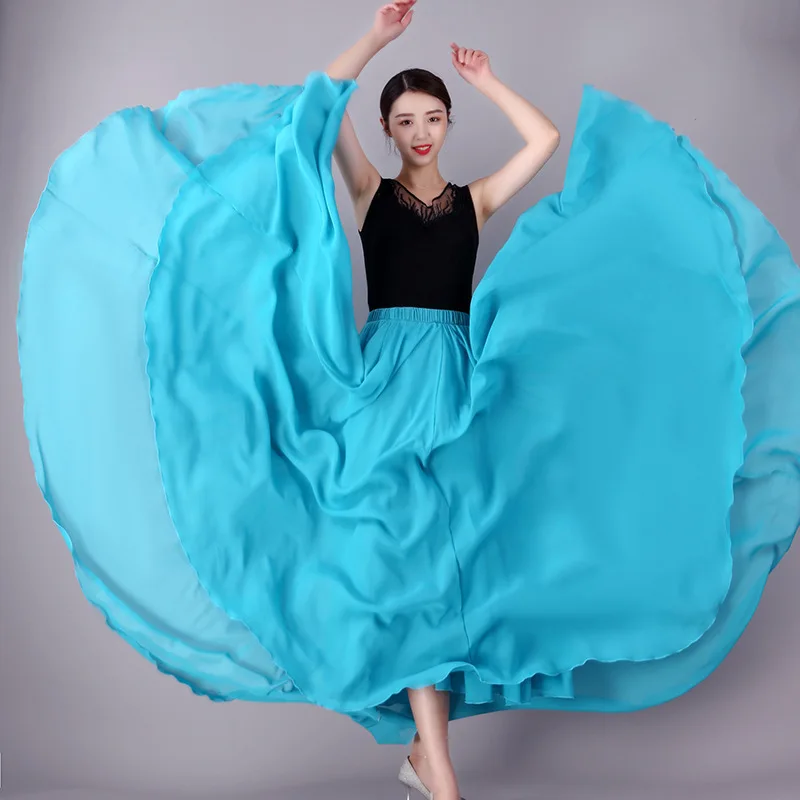 Ballet Dance Skirt Women 720 Degree Long Chiffon Skirt Dancer Practice Wear Professional Stage Dance