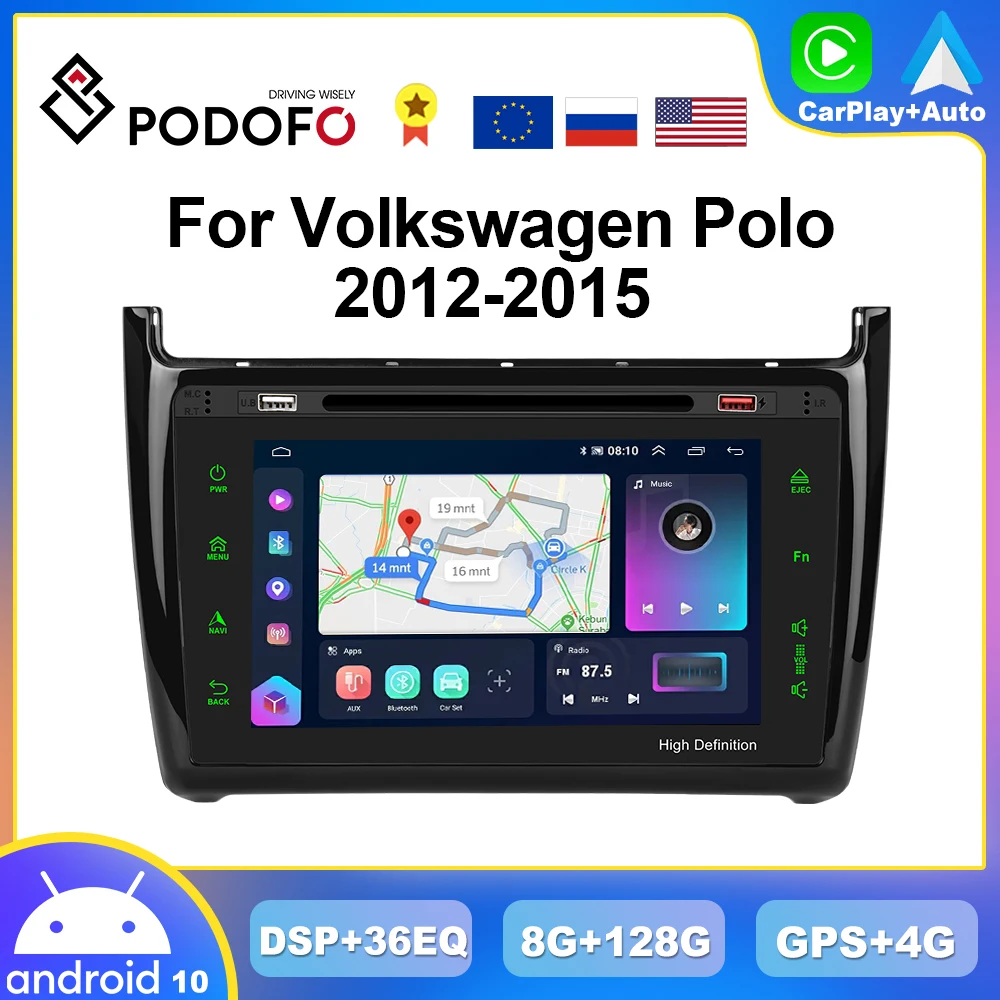 

Автомобильное радио Podofo 8 дюймов для Volkswagen Polo 2012-2015, мультимедийный видеоплеер, навигация, стерео, GPS, Android, DVD, головное устройство
