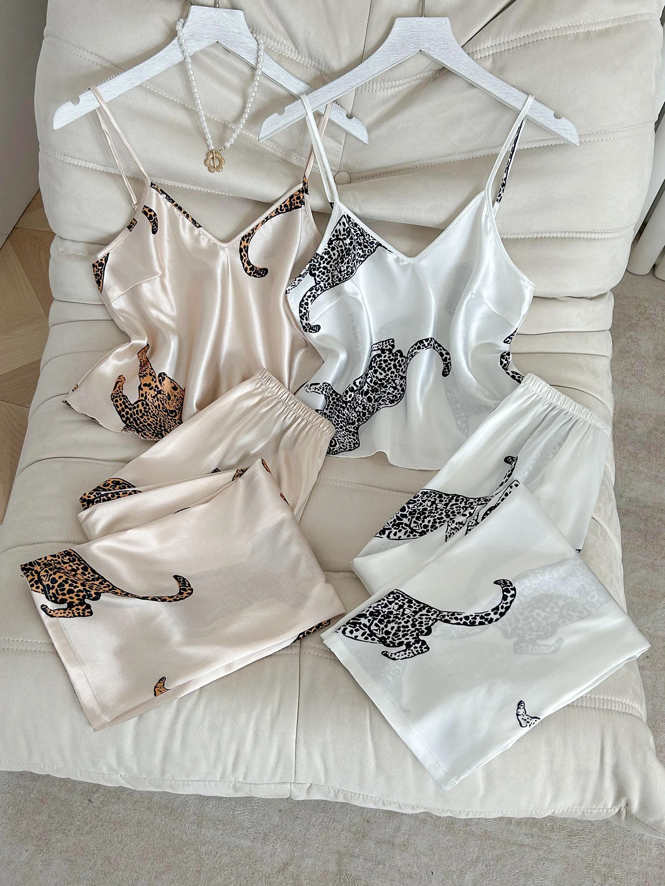 2pcs leopard print pajamas set sexy cozy pajamas for women