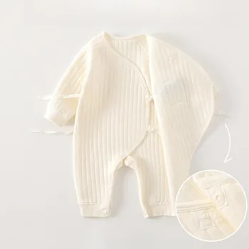 AYNIGIELL الخريف الوليد فراشة معطف سميكة الدافئة بذلة 0-6 أشهر الطفل الكرتون الحيوان نمط القطن الخالص ملابس أطفال 6