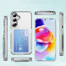 Premium Wallet Protective Phone Case with Shockproof Transparent Cover and Credit Card Holder - Galaxy S26 Plus (Clear)