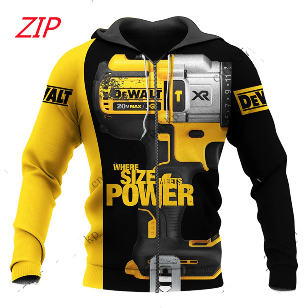 2024 New Spring and Autumn Fashion Electric Tool Equipment 3D Printing Hoodie Zipper Electric Saw Sportswear Casual Wear