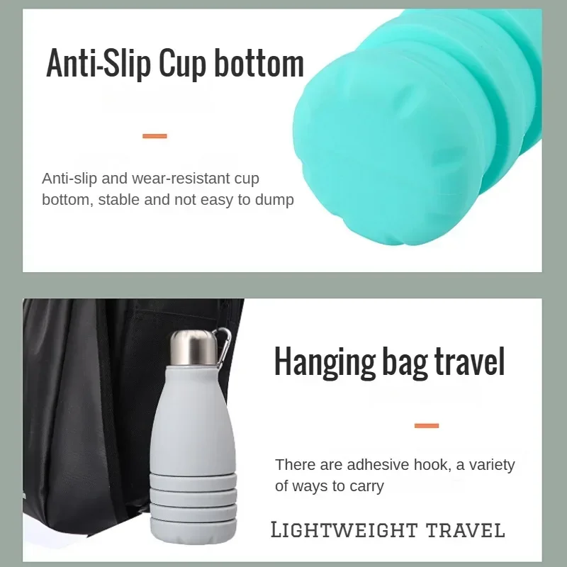 Telescopic Silicone Water Bottle Portable sports cup folding water kettle suitable both hot and cold sports water Bottle fitness