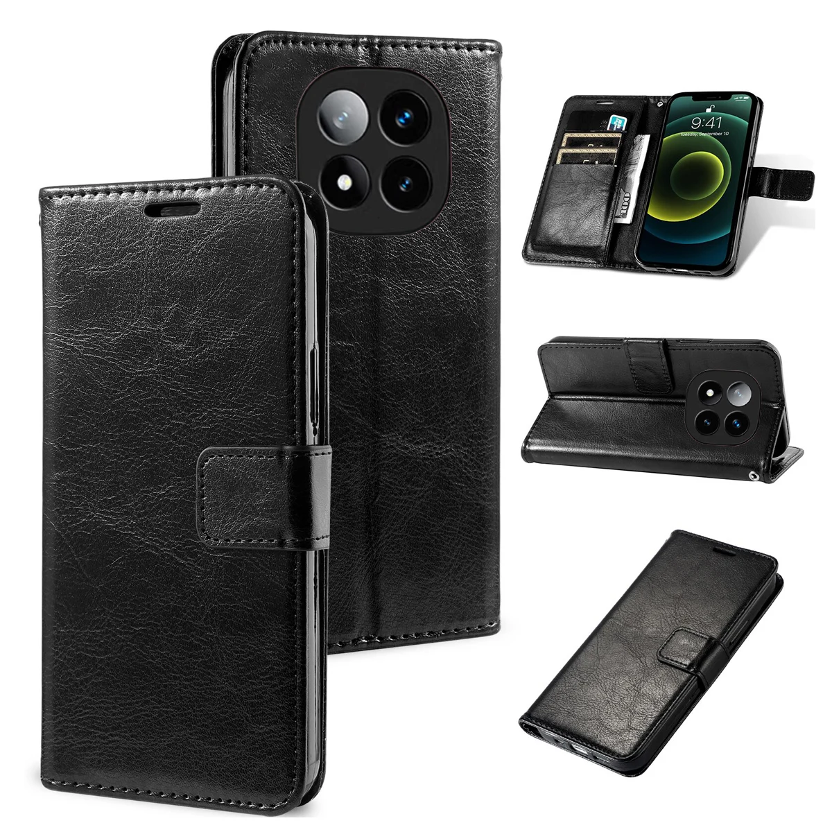 Magnetic Leather Book Flip Phone Case with Card Holder