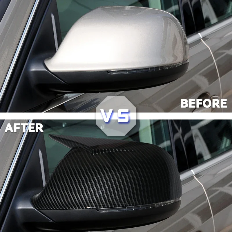 Glossy Black Side Mirror Cover Caps - Door Wing Rearview Replacement Shell Case