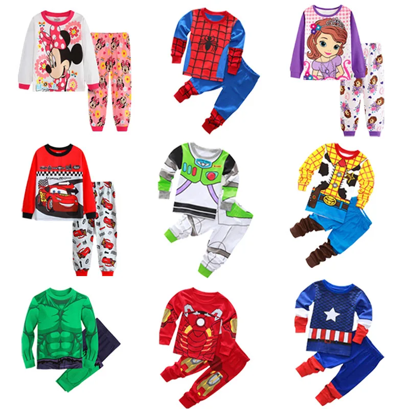 Kids Pajamas Sets Boys Girls 2 to 3 4 5 6 7 Years Cotton Long Sleeve Spring Fall Children Homewear