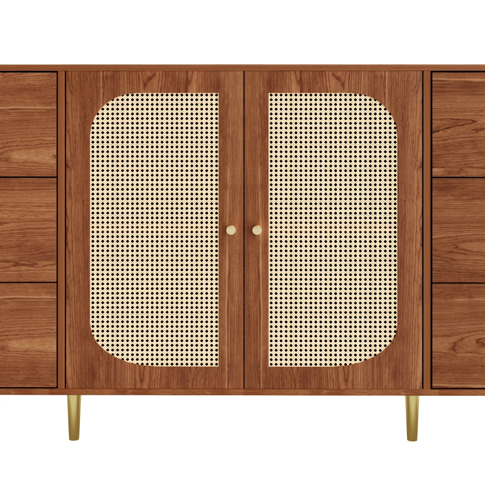 160 x 40 x 90 cm braunes Rattan-Sideboard, unabhängiger Aufbewahrungsschrank aus Holz mit Schublade für Küche, Zuhause und Wohnzimmer – Detail 15