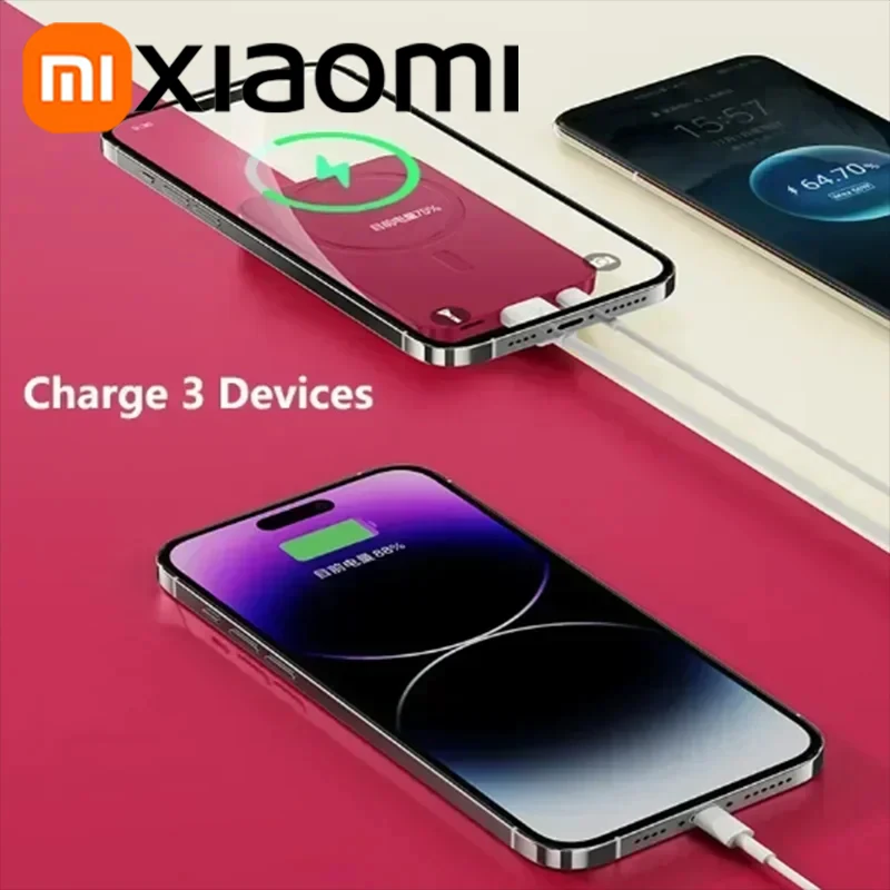 Portable Battery Charger Xiaomi 50000mAh Magnetic Wireless Charger Power Bank Magsafe External Battery Super Fast Charging PowerBank For iPhone 15 16
