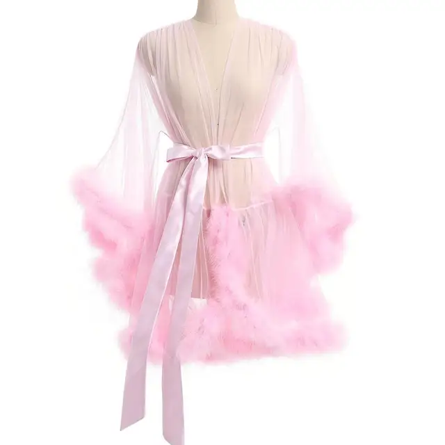 Femme pure Shapewear Robes mode à manches longues en peluche épissé mince Lingerie femmes à lacets érotique Midi longues Robes Sexy