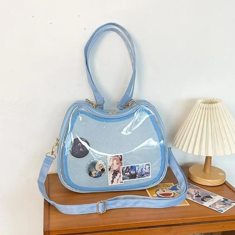 Ita Bag Zaino Piccolo Con Gatto Ricamato - Borsa A Tracolla Con Finestra Trasparente Per Spille, Inclusi 4 Bottoni Da 58 Mm
