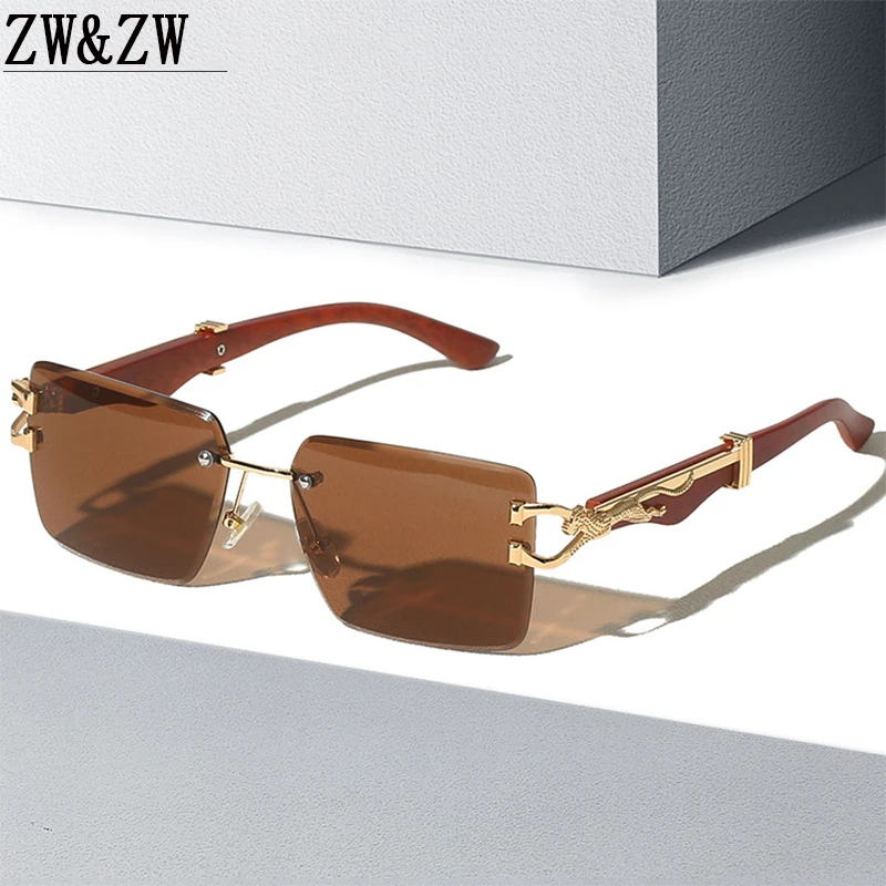 

Солнцезащитные очки без оправы для мужчин и женщин, винтажные модные дизайнерские очки