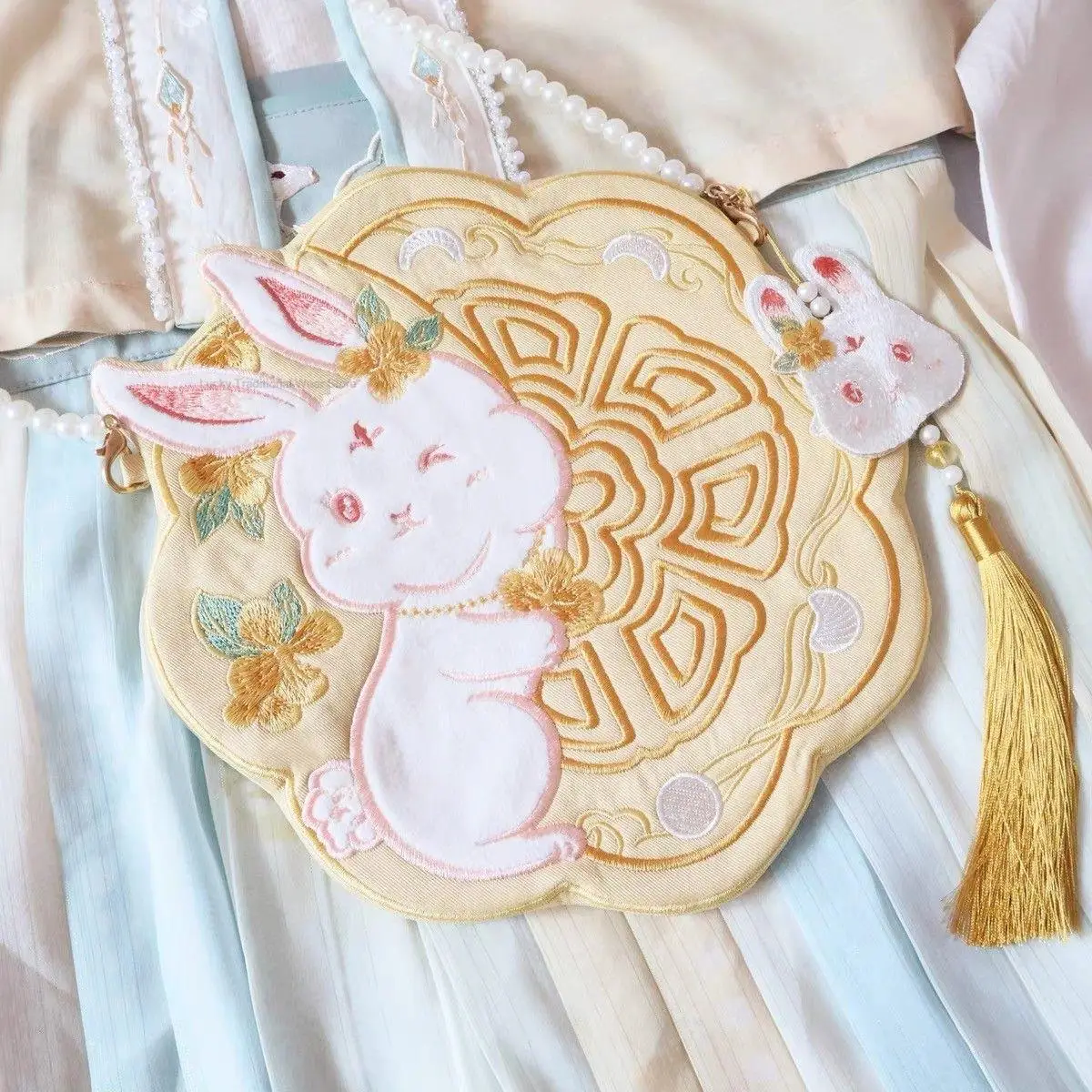 Chinese Traditional Hanfu Bag Lovely Rabbit Bag Hanfu Accessories Oriental Tassels Embroidery Taditional Bag Gift Hanfu Bag chinese traditional hanfu hairpin women vintage hanfu accessories fairy tang dynasty style hanfu accessoeies oriental gifts