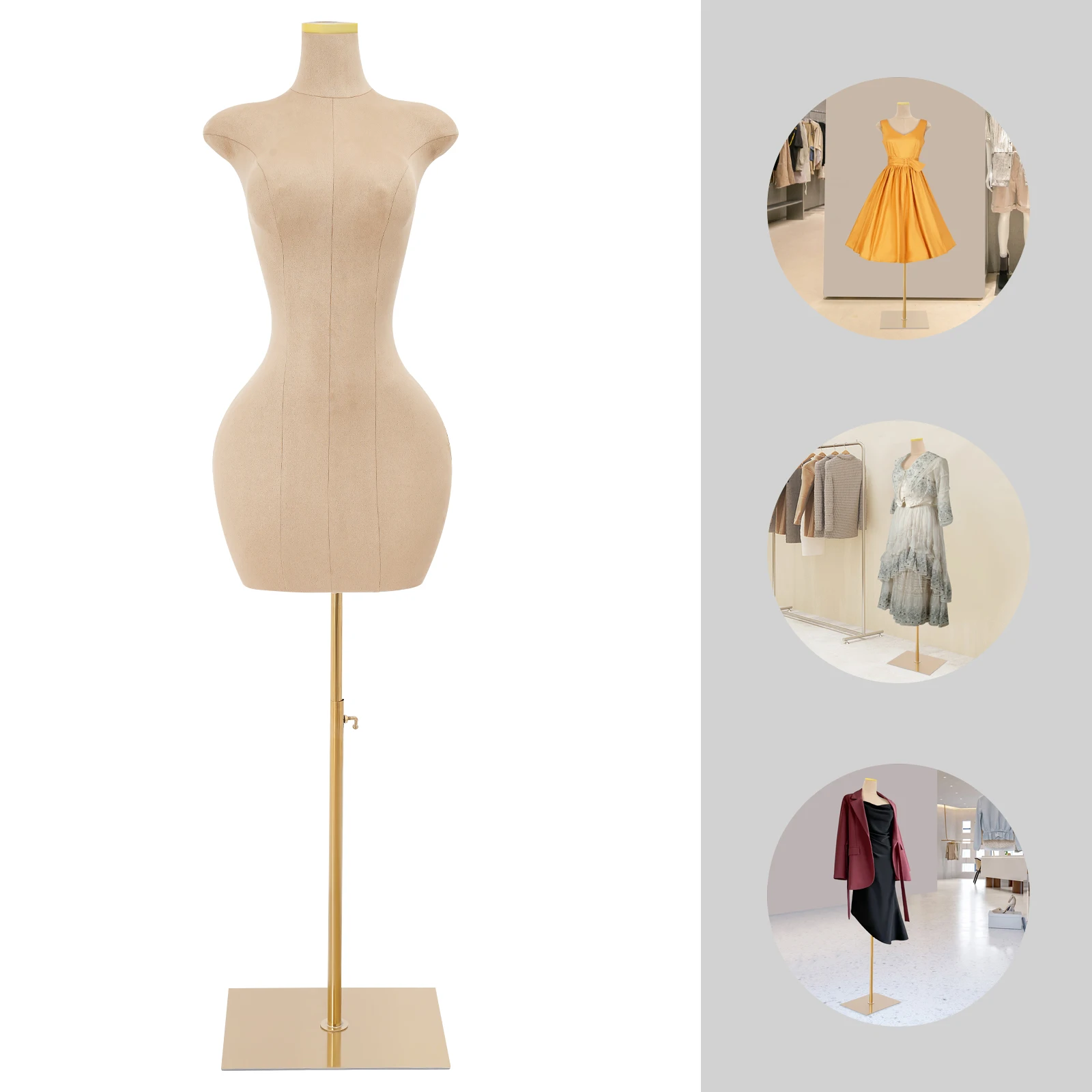 Moderne Freistehende Weibliche Schaufensterpuppe Kleiderform 150-210cm Höhenverstellbar für Boutiquen, Bekleidungsgeschäfte – Detail 12