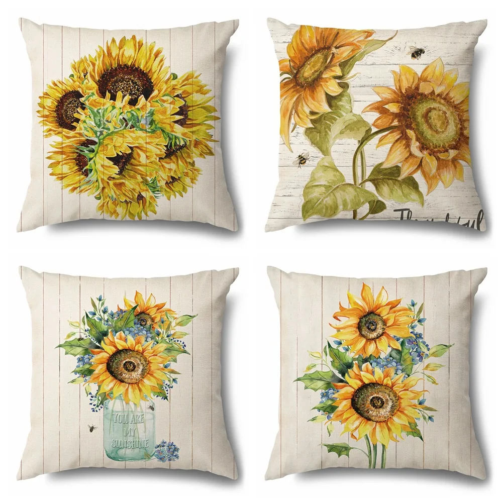 

Summer Sunflower Pillow Case Yellow Flower Pillows Case for Living Room Garden Chair Pillow Cover 45x45cm Home Decor Sofa Bed