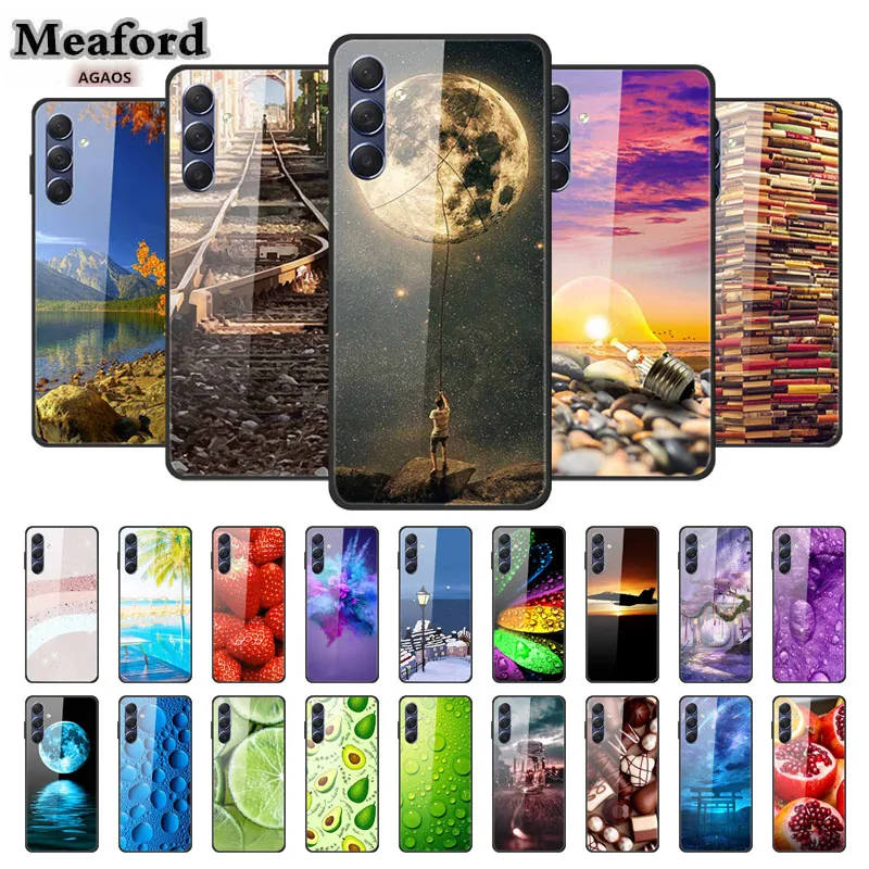 

For Samsung Galaxy M54 F54 Case Luxury Tempered Glass Back Cover Hard Case Samsung Galaxy F 54 M 54 Capa Fundas Coque Colorful