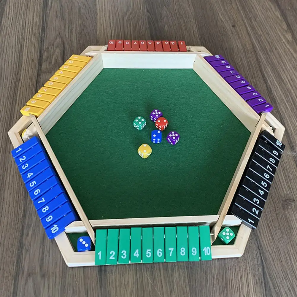 Educational Math Game Family Dice Board Game Educational Wooden Shut Box Board with 12 Dice for Kids Adults Fun for Family