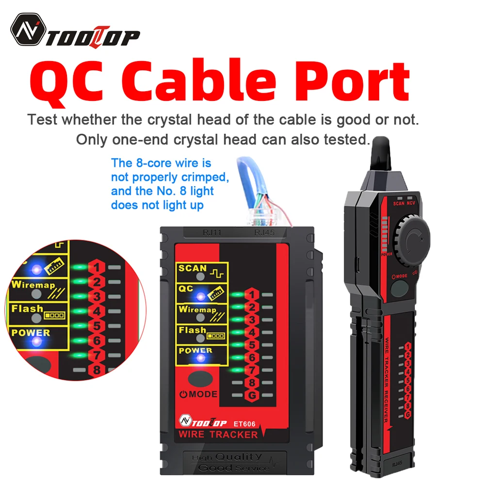 TOOLTOP ET606 RJ45/RJ11 Cable Port Test 3KM Length Wiring Diagram Cable Tracker Network Tester Network Maintenance Tool