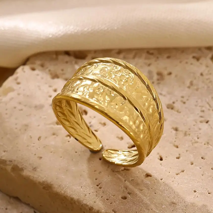 Stainless Steel Textured Stackable Rings For Women