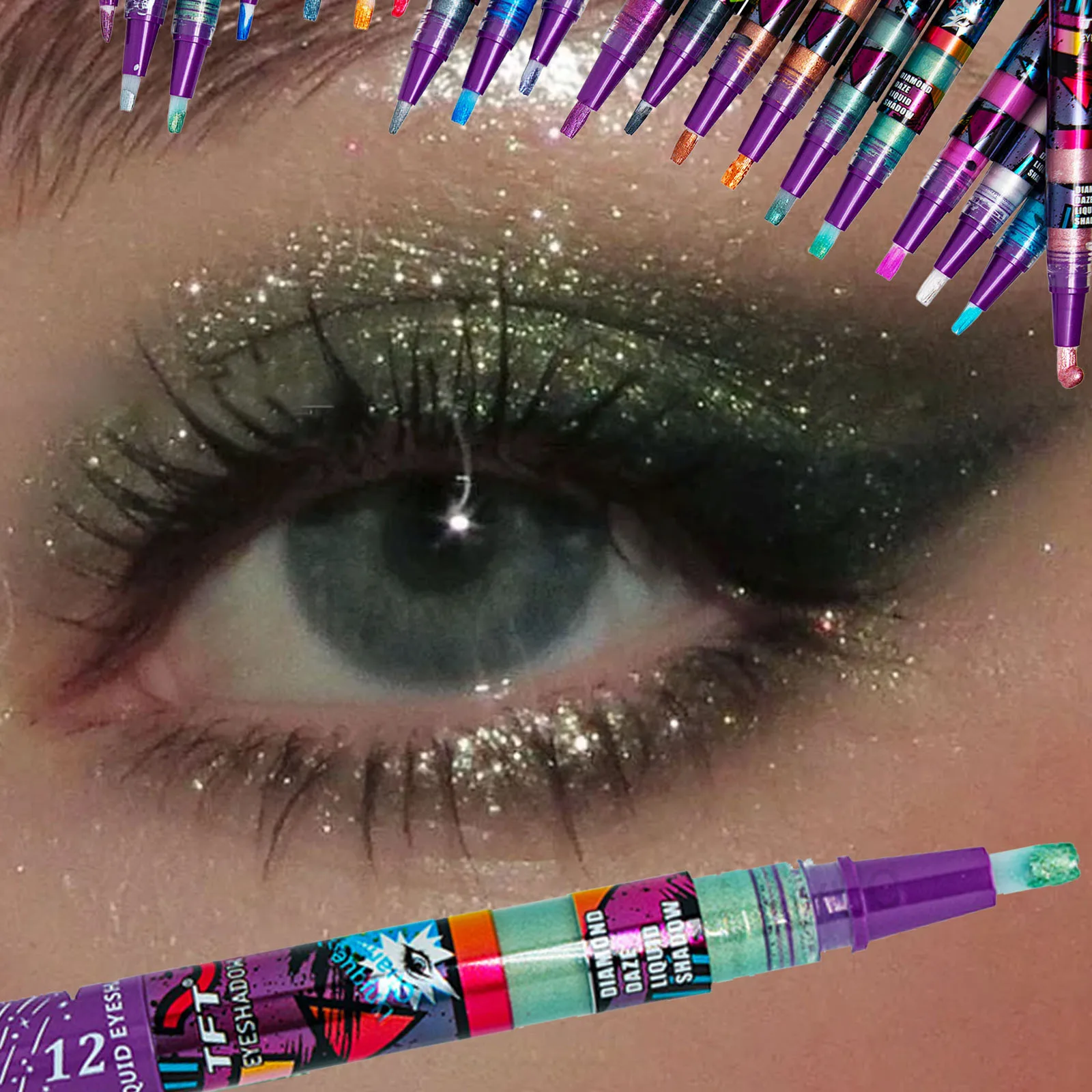 Glitzernder Lidschatten Stift Liquid Highlighter Wischfest Glanz_voghion.com