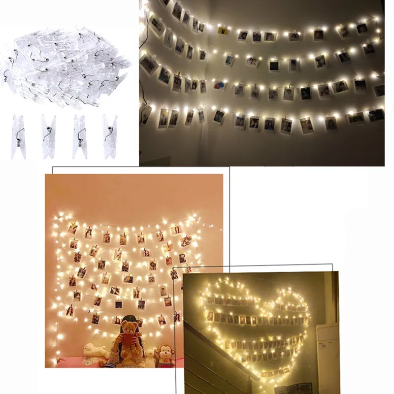

5M/10M Party Wedding Xmas 5V USB LED String Lights Outdoor Garland Christmas Decoration Battery Operated Photo Clip Fairy Lights