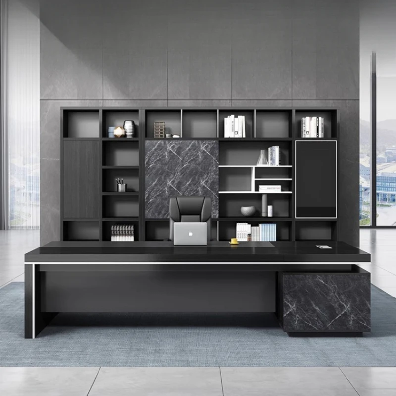 Reception Ergonomic Office Desks Modern Dark Laptop Floor Computer Desks Standing Shelf Escritorios De Ordenador Home Furniture modern setup vanity desk executive shelf desktop riser wood laptop desk gaming office mesa ordenador biurko gamingowe furniture